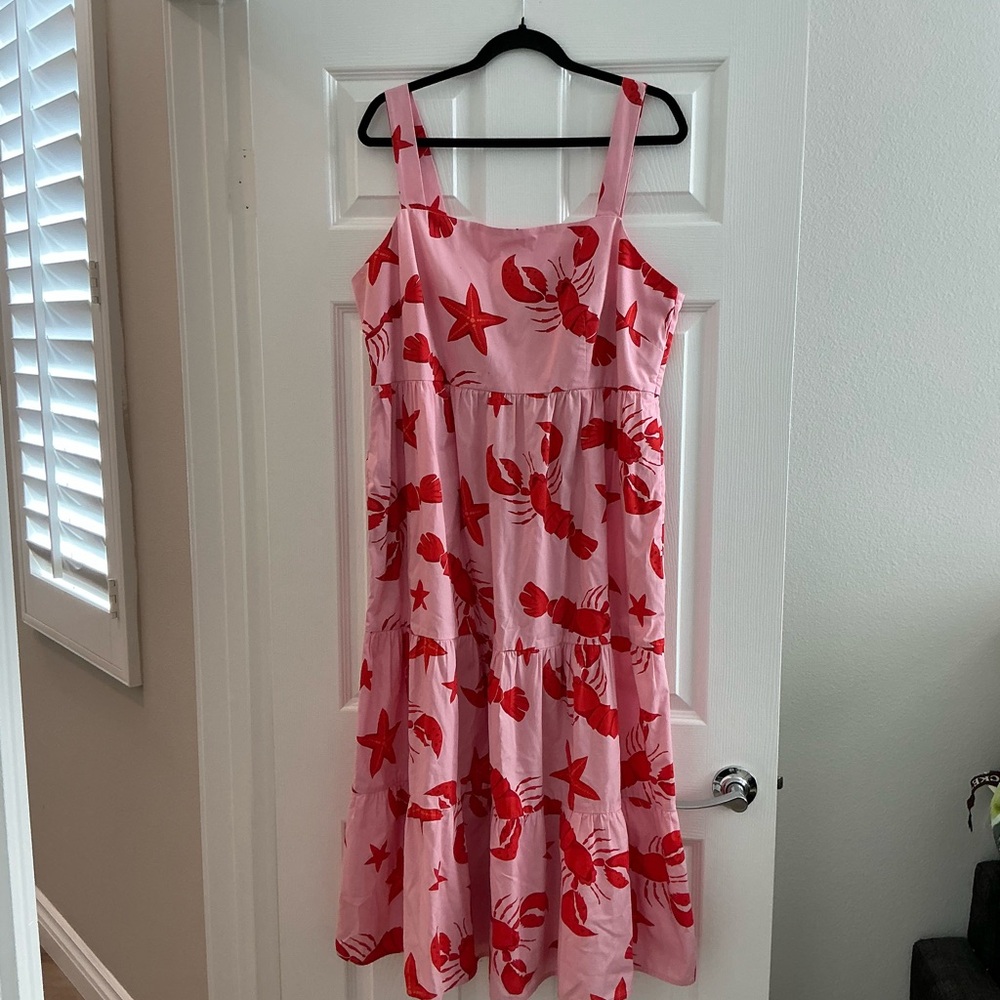 J. Crew Pink and Red Patterned Dress